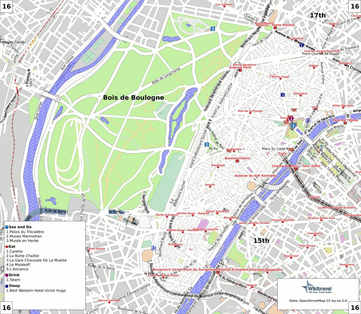 Mapa 16. dzielnicy Paryża 