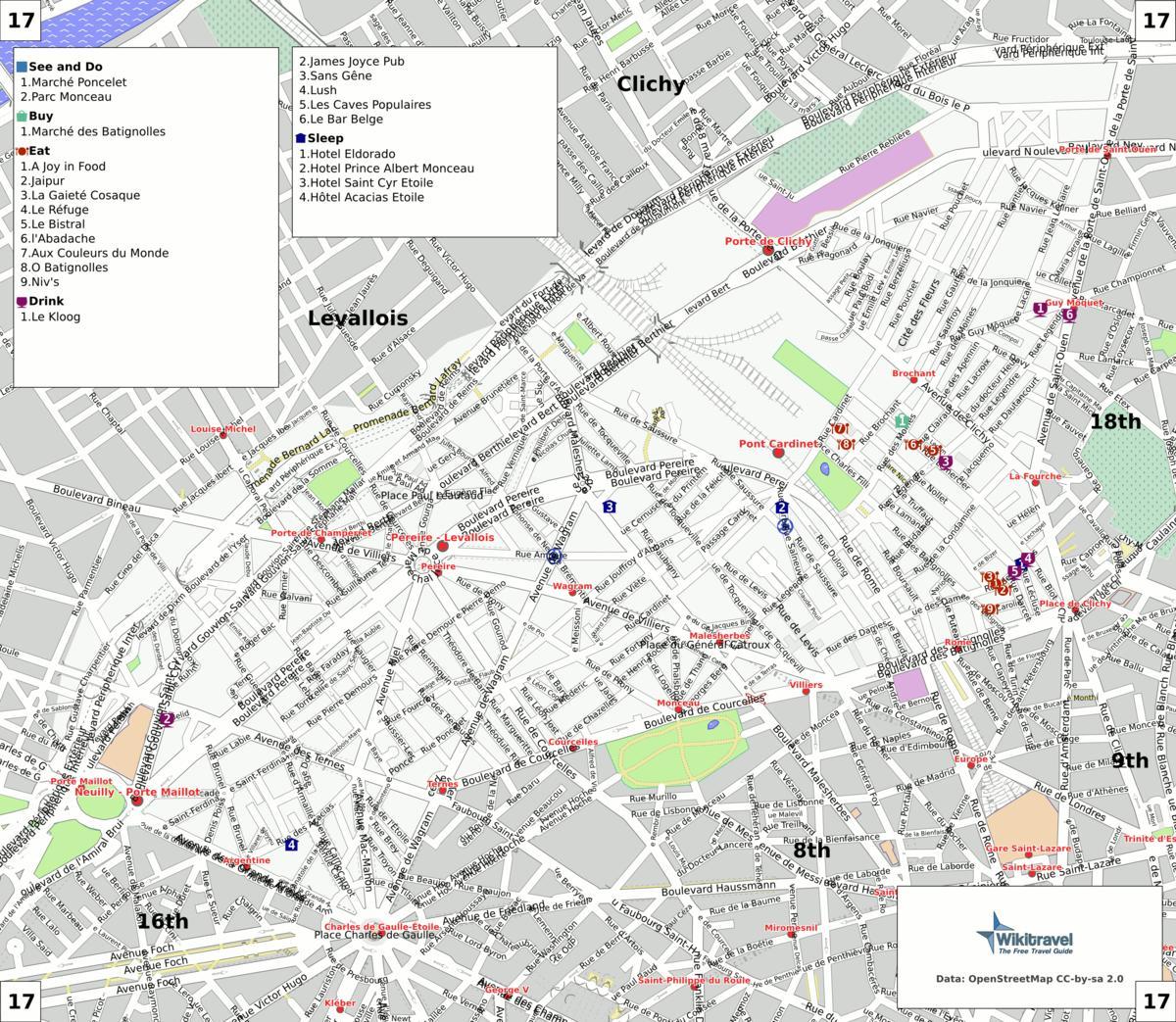 Mapa 17. dzielnicy Paryża