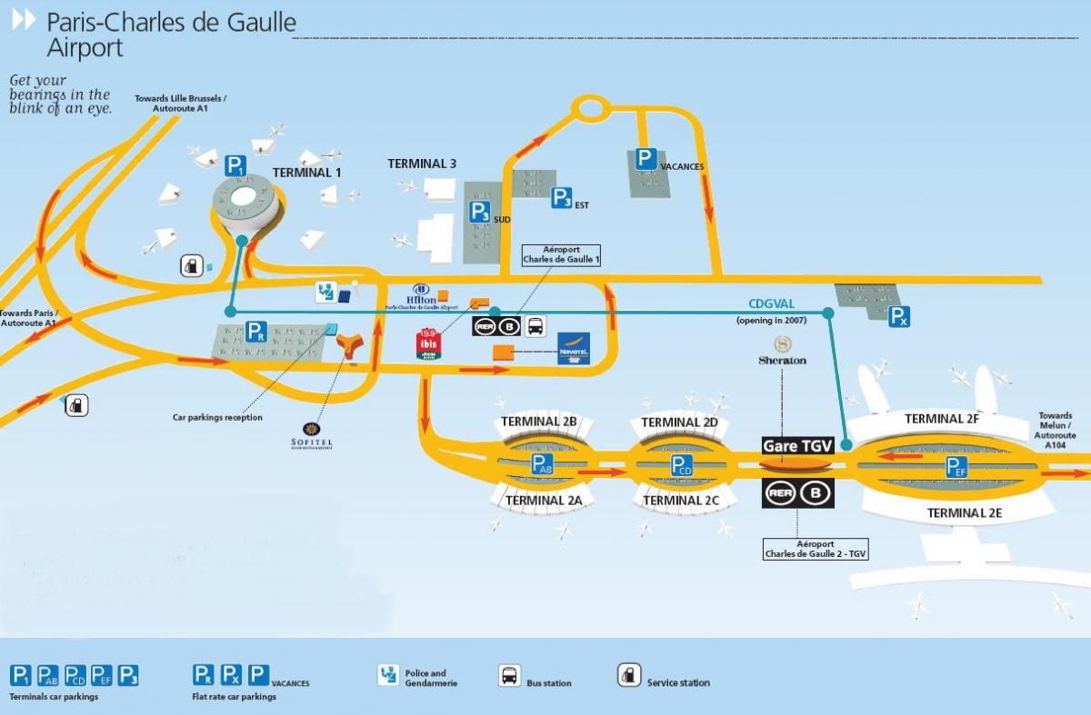 Lotnisko Paryż Charles de Gaulle na mapie