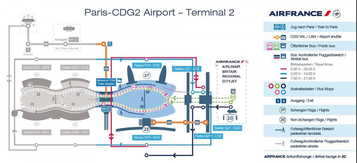 Charles de Gaulle terminal 2 Schemat