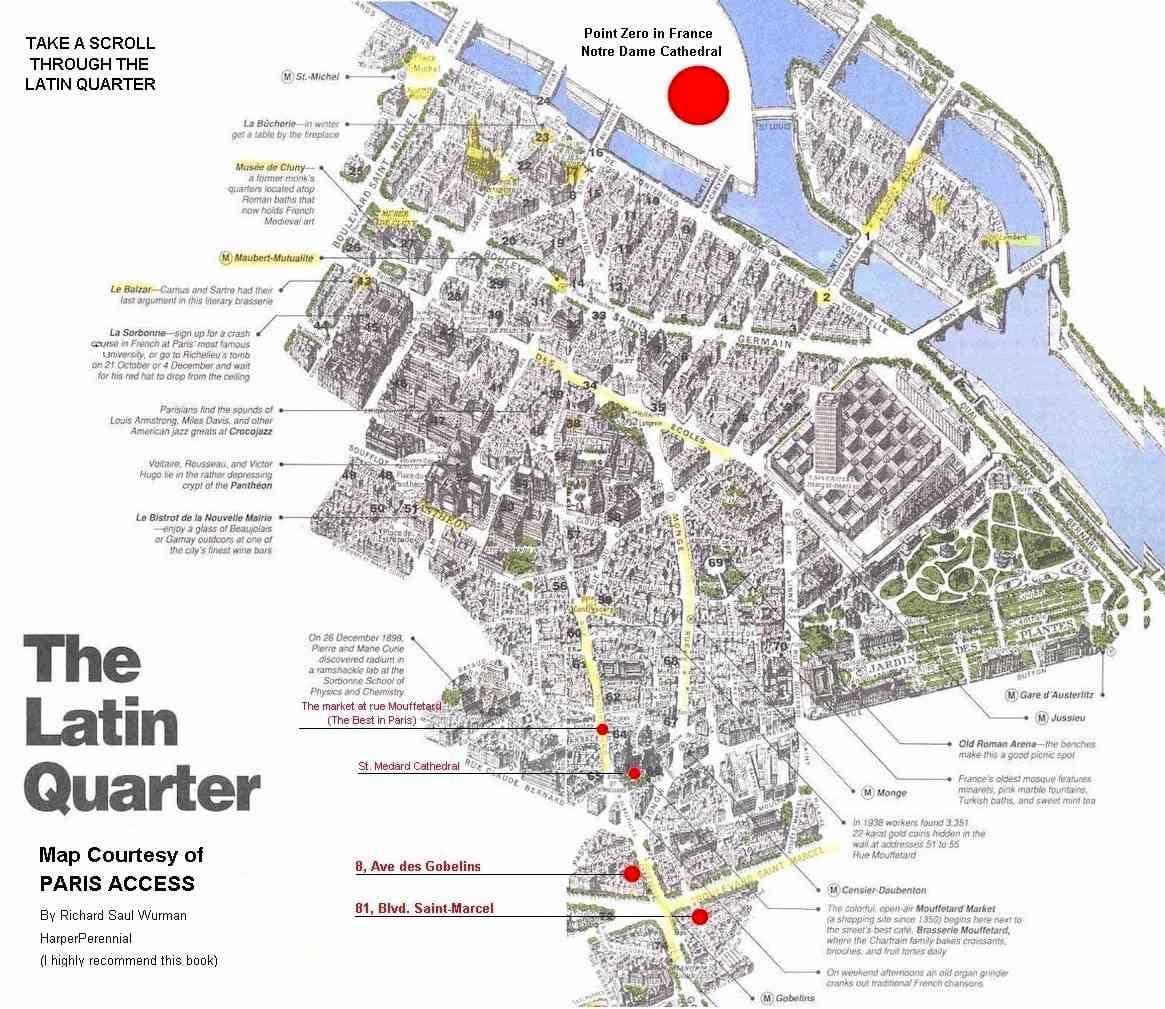 Mapa dzielnicy Łacińskiej Paryża