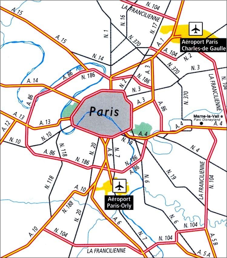 Lokalizacje lotnisko Paryż mapie