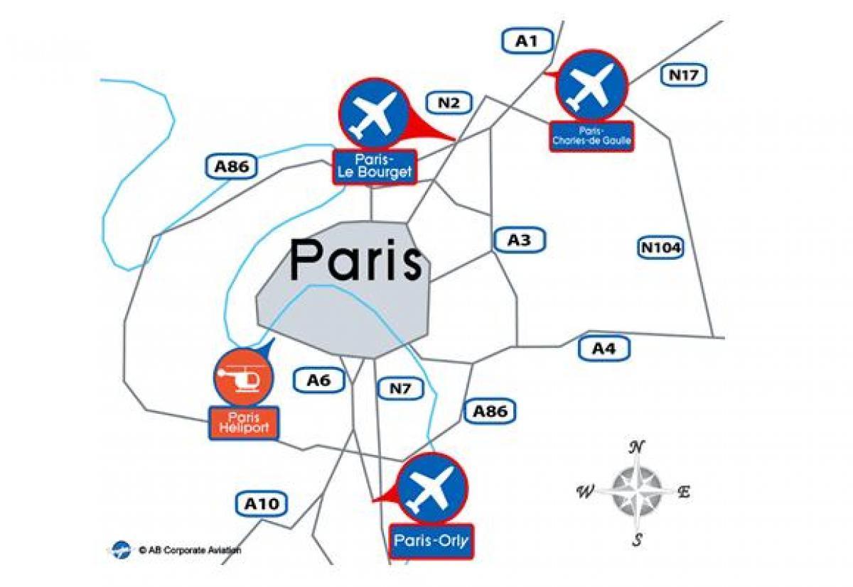 Paryż lotnisko mapie