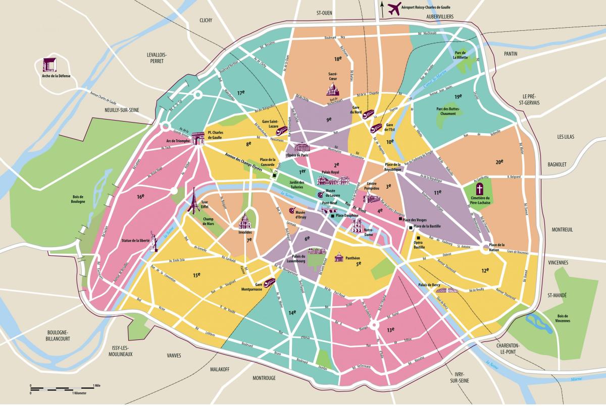 mapa miasta Paryż