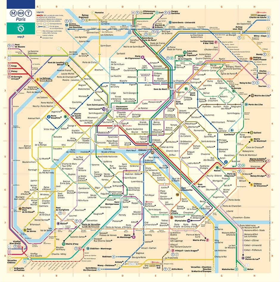 Mapa Paryża metra
