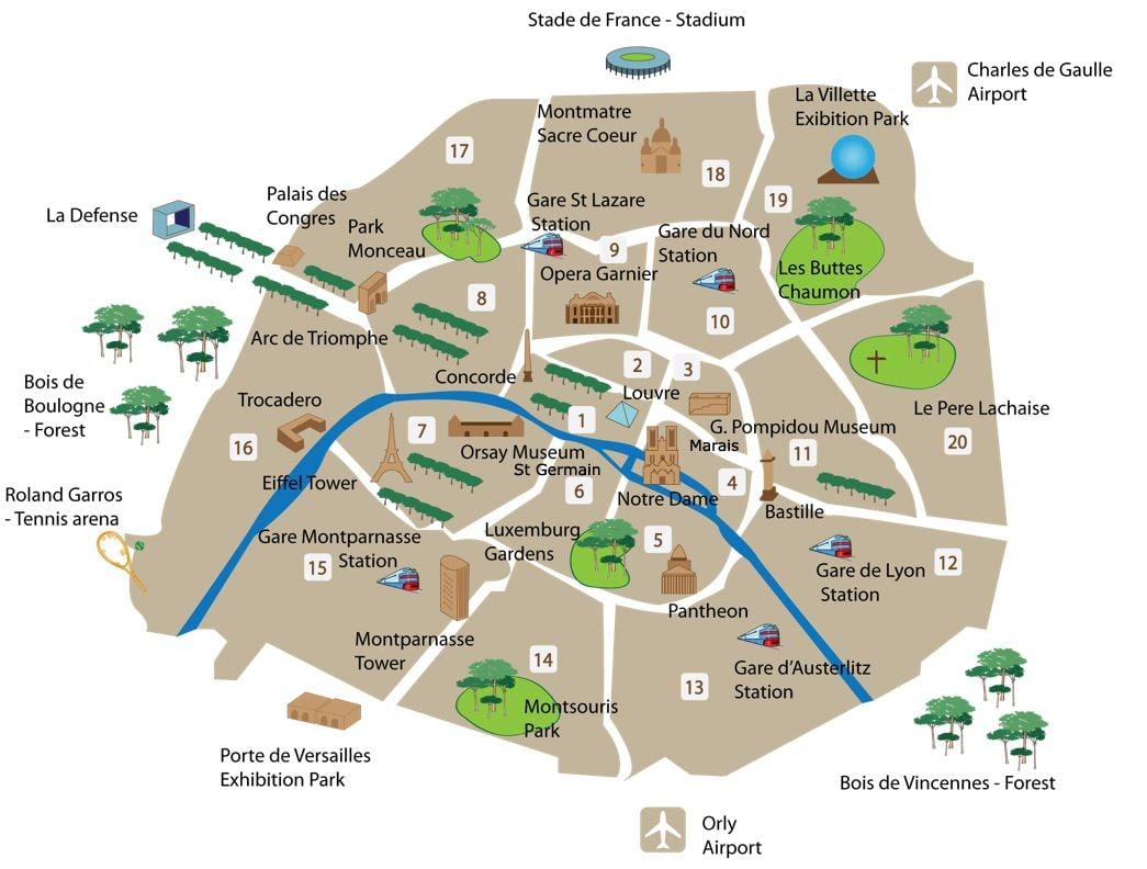 Montmartre Paryż Francja mapa