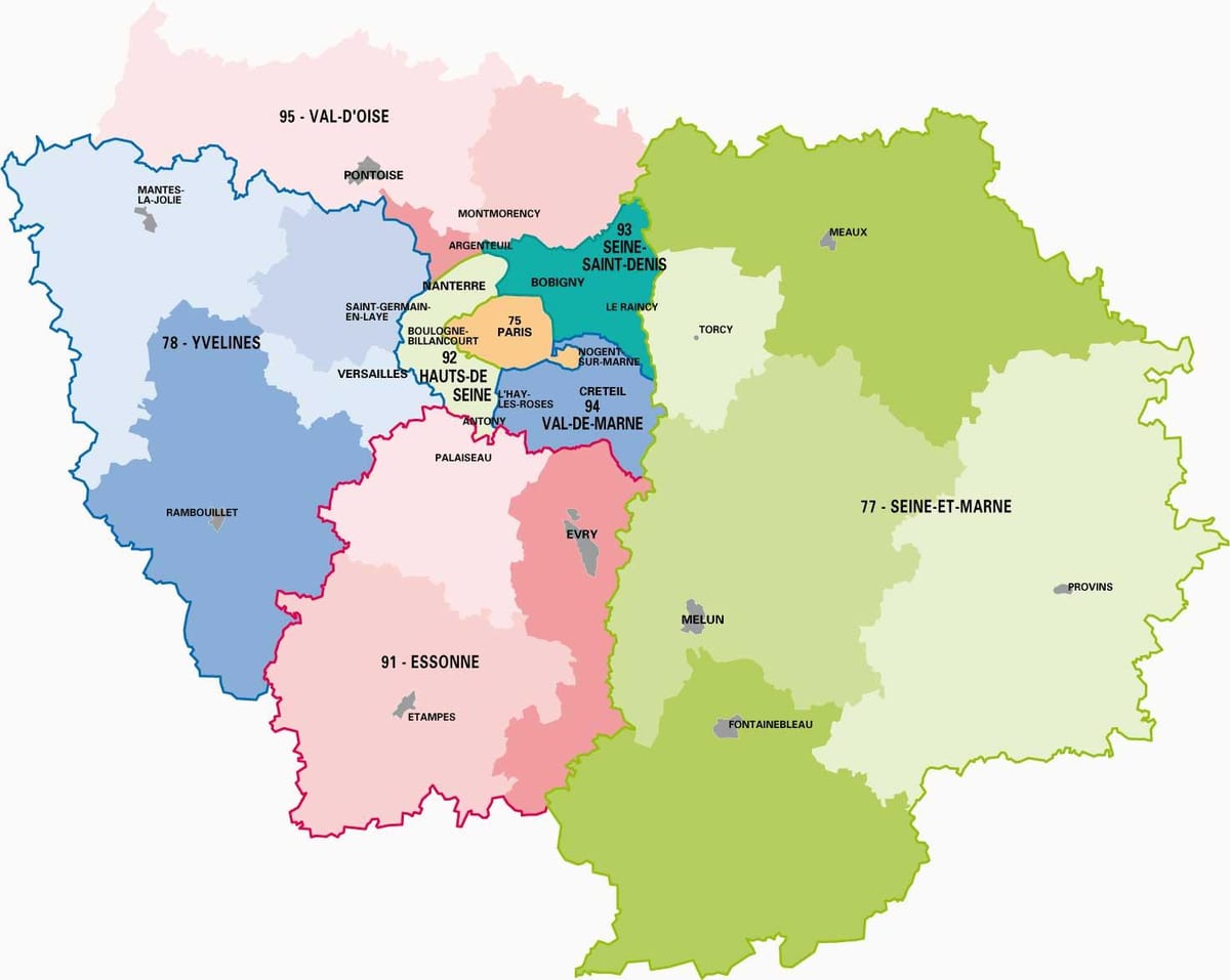 Mapa Paryż, Ile-de-France