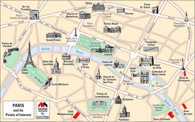 Mapa Paryża kościołów