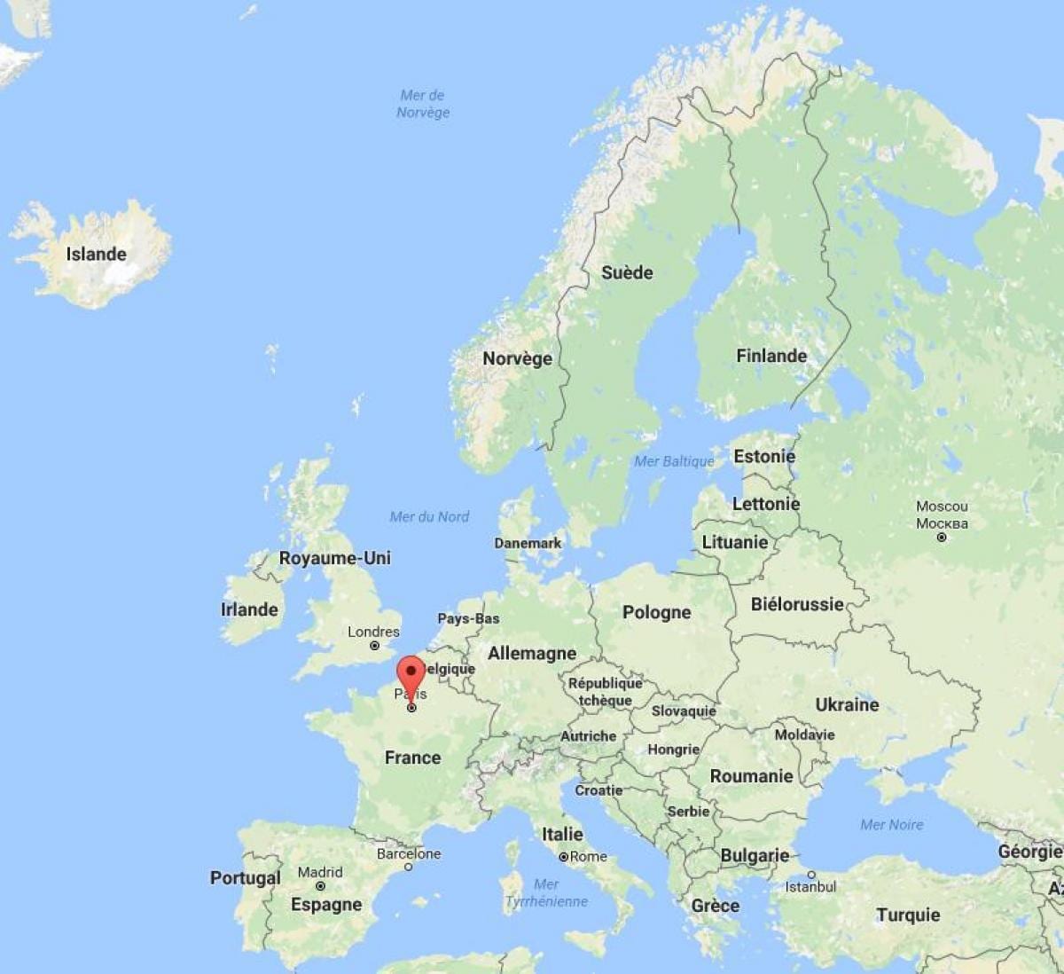 Paryż, Francja mapa Europy