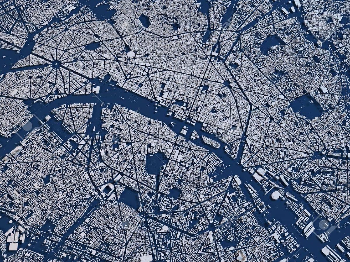 Mapa Paryża, telewizja satelitarna