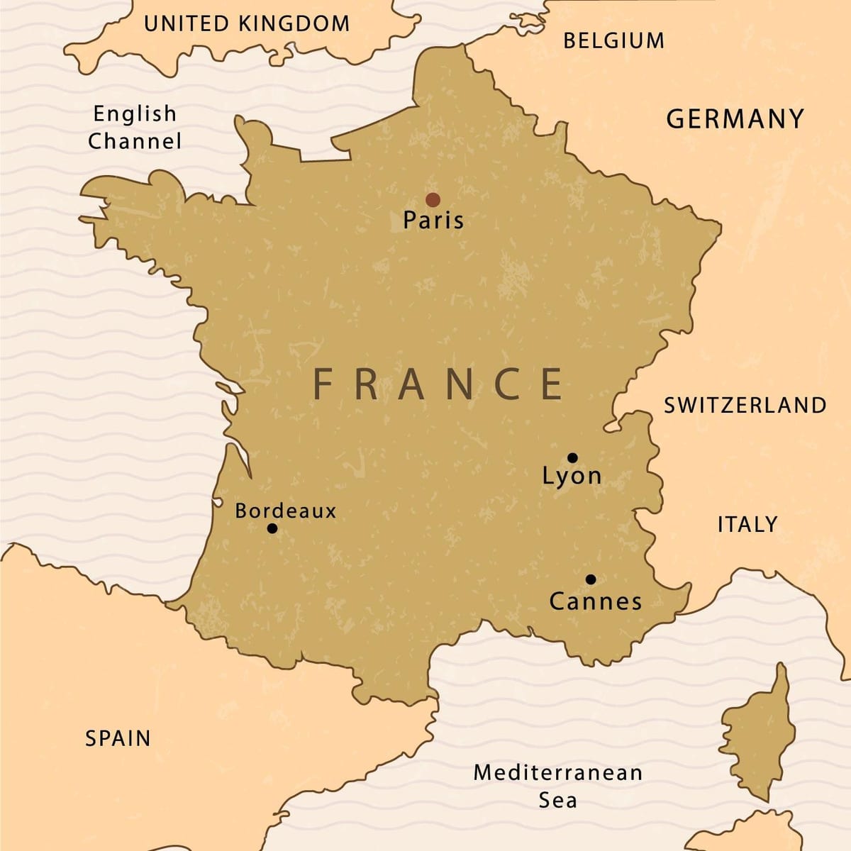 Mapa Paryża na mapie Francji