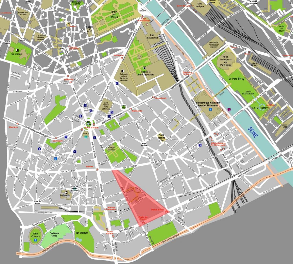 Mapa Paryża Chinatown 