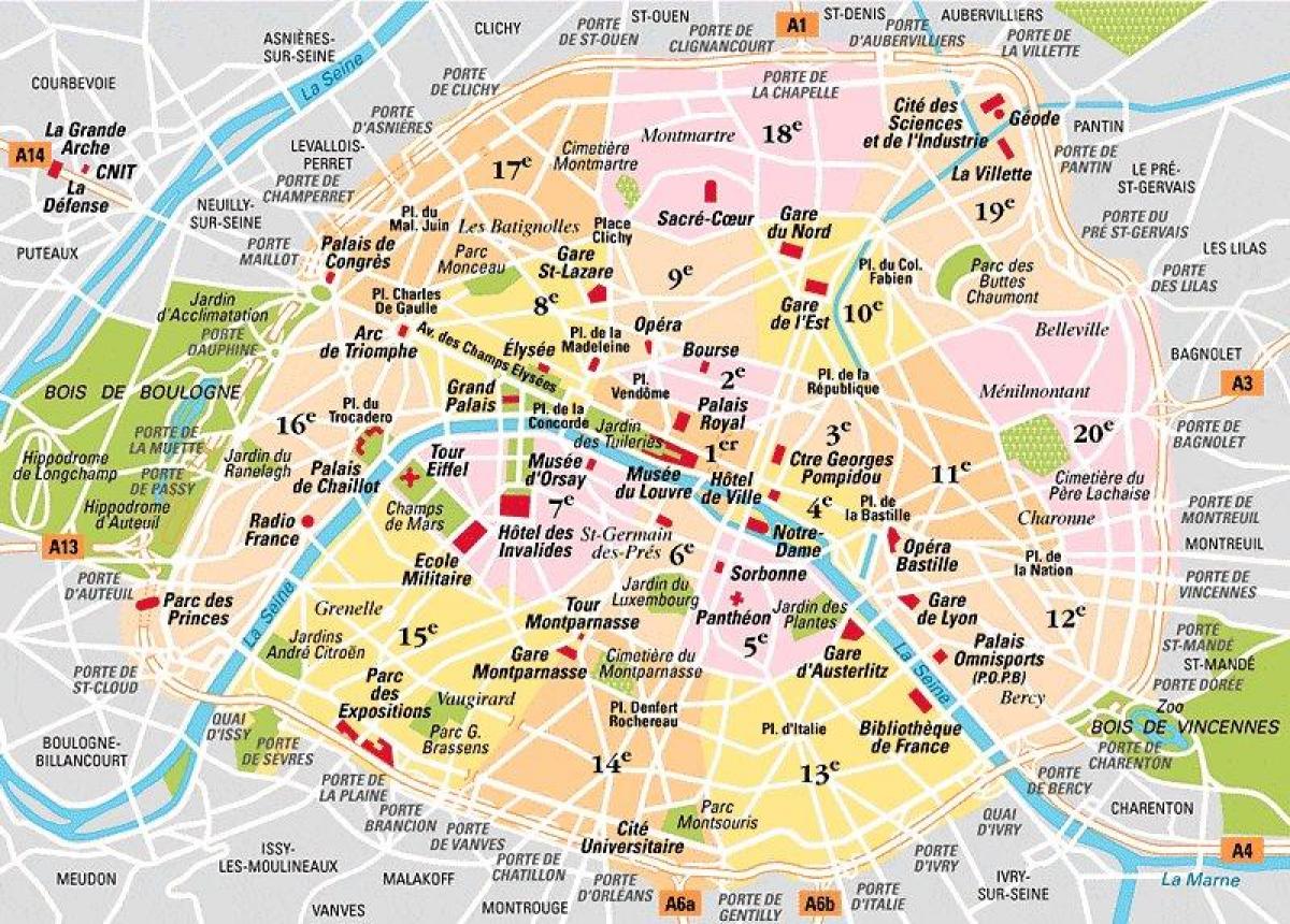 dzielnicy mapie Paryż, Francja