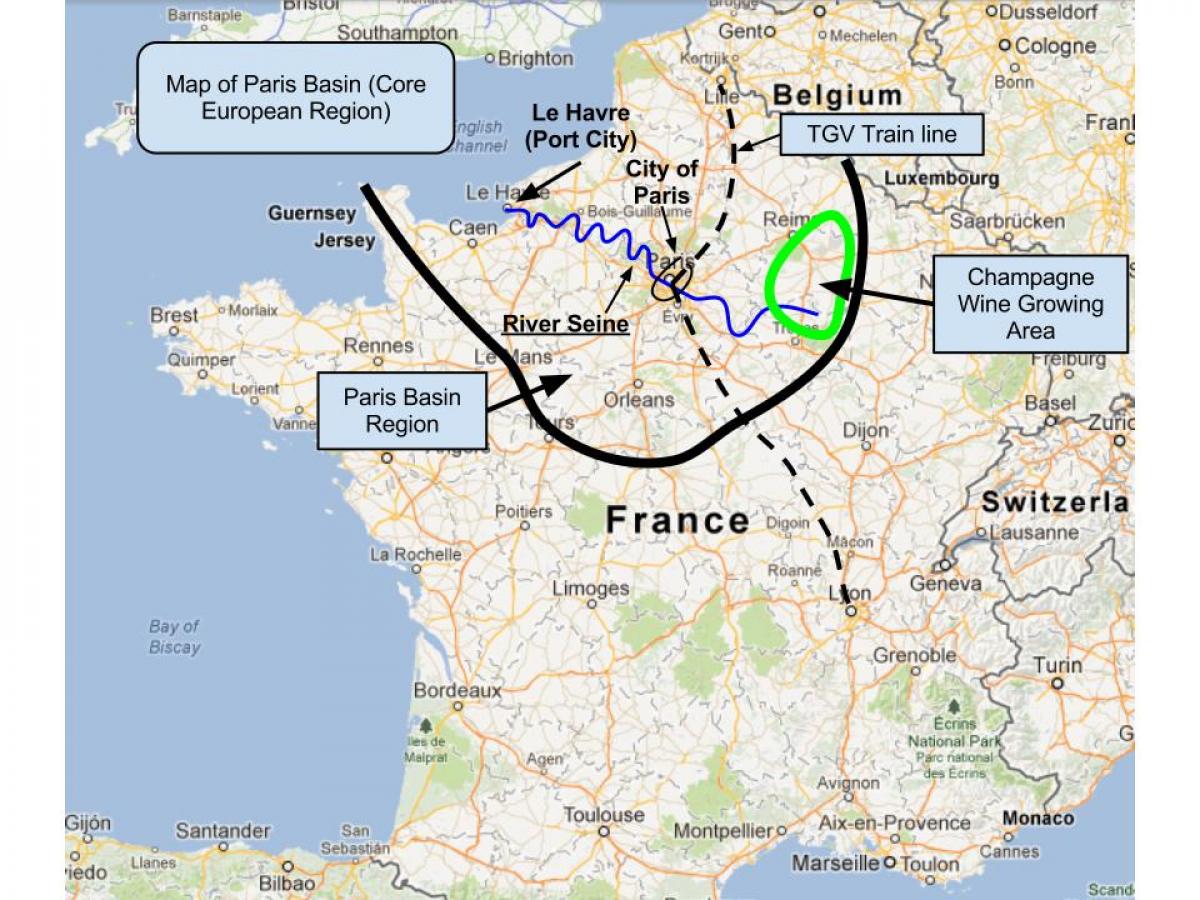 Mapa basenu Paryskiego 