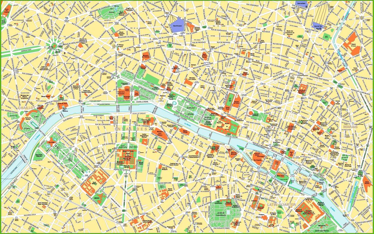 mapa centrum Paryża i zabytki
