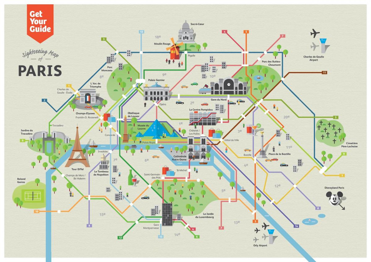 miejsca do odwiedzenia w Paryżu na mapie