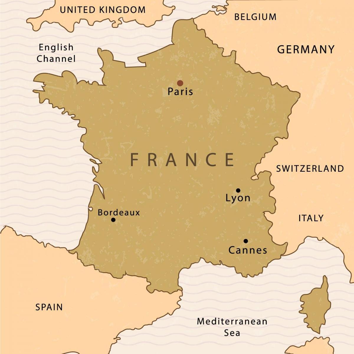 Mapa Paryża na mapie Francji