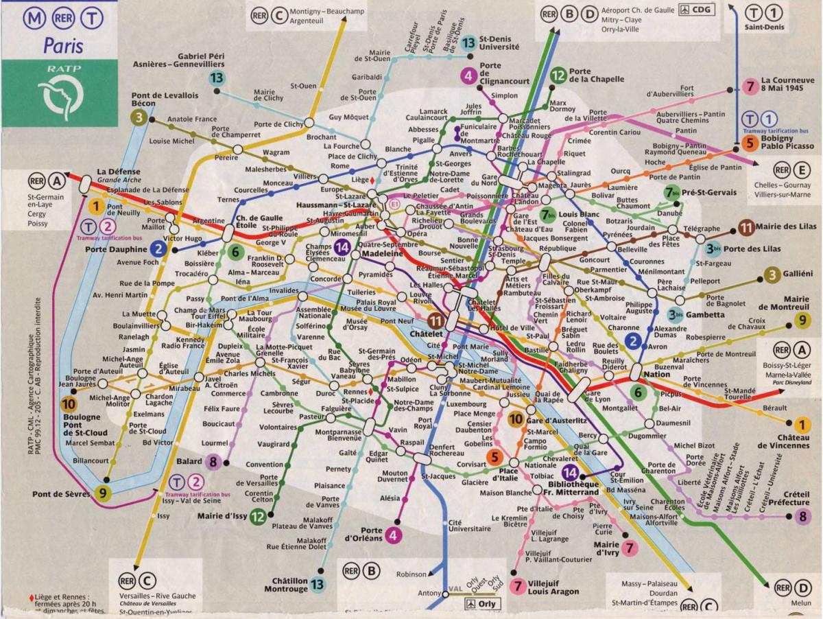 Paryż pociągu na mapie