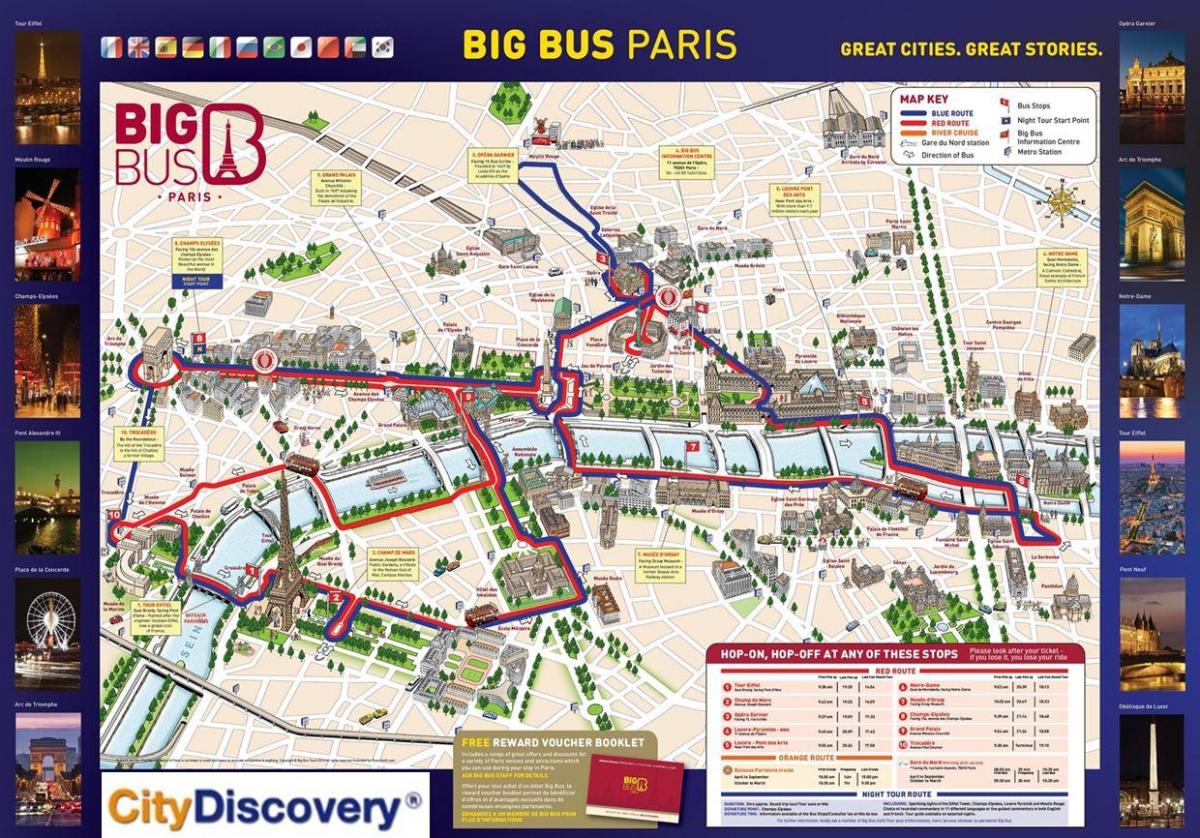 czerwony autobus w Paryżu trasę na mapie