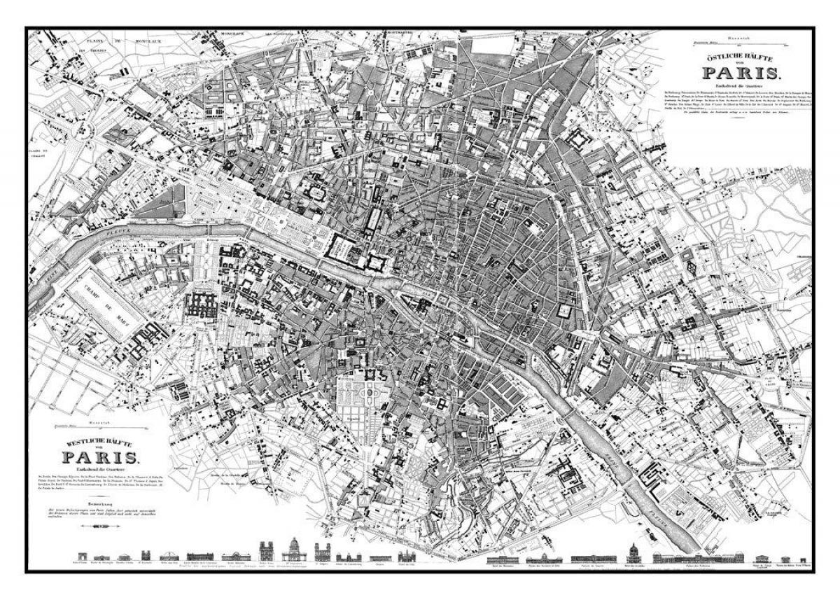 ogromny vintage Paryż mapa