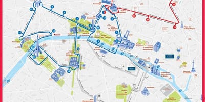 Paryż-hop-hop-off trasę na mapie