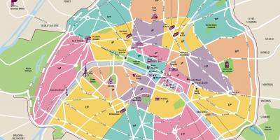 Mapa Paryża Francja dzielnic