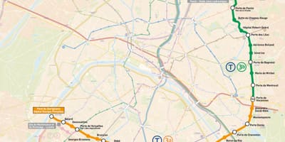 Mapa Paryża tramwajem