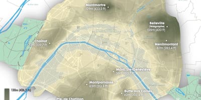 Mapa Paryża wysokości