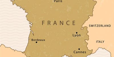 Mapa Paryża na mapie Francji
