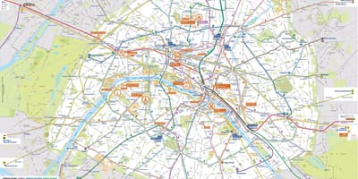 Paryż transportu publicznego mapie