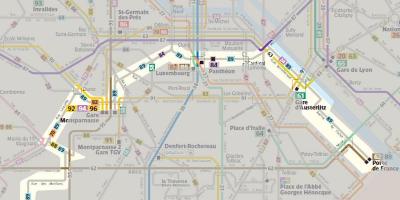 Mapa Paryża linia autobusowa 92 