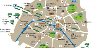 Mapa Paryża muzea i zabytki