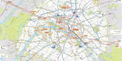 Paryż transportu publicznego mapie