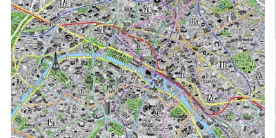 Mapa ręcznie rysowane Paryż